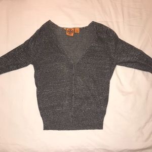 Tory Burch lightweight metallic cardigan